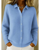 Marisa | Damen Strickjacke mit Hemdkragen, Knöpfen und Langarm in Blau