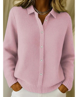 Marisa | Damen Strickjacke mit Hemdkragen, Knöpfen und Langarm in Rosa