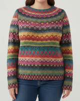 Marit | Damen Strickpullover für Große Größen mit Strickmuster und Langarm in Mehrfarbig