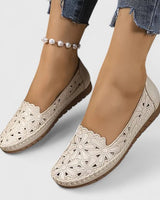Marlena | Damen Durchbrochene Ballerinas in Beige