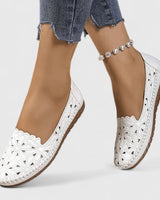 Marlena | Damen Durchbrochene Ballerinas in Weiß