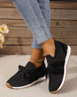Marlene | Damen Slip-On Sneaker mit Schleife in Schwarz