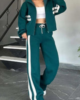 Marlies | Damen Trainingsanzug Set Reißverschluss Jacke Hose in Grün