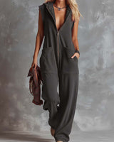 Marlinka | Damen Kapuzen Jumpsuit mit Reißverschluss in Grau