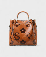 Damen Shopper Tasche mit Blumendruck - Samara in Braun