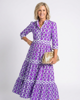 Marta | Damen Kettenmuster 3/4 Ärmel Maxi Kleid in Lila