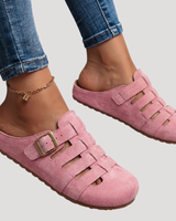 Matilda | Damen Schnallen Clogs mit Cut-Out Details in Rosa