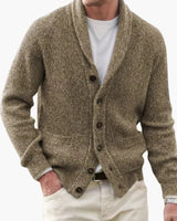 Matteo | Herren Schalkragen Strickjacke mit Knöpfen in Kamel