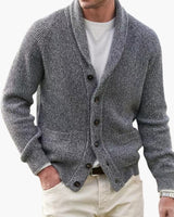 Matteo | Herren Schalkragen Strickjacke mit Knöpfen in Grau