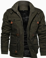 Matthias | Herren Winterjacke Warm mit Fleece und Stehkragen mit Taschen in Grün