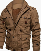 Matthias | Herren Winterjacke Warm mit Fleece und Stehkragen mit Taschen in Khaki