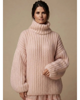 Mavie | Damen Strickpullover mit Rollkragen und weitem Schnitt in Rosa