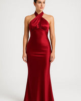 Maxikleid Festlich Neckholder in Bordeaux