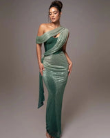 Maxikleid Festlich One-Shoulder in Grün