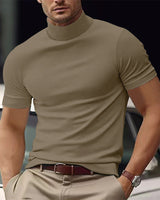 Maxim | Herren Kurzarm Rollkragen Shirt in Khaki