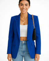 Maximiliane | Damen Business Blazer Tailliert Einknopf in Blau