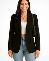 Maximiliane | Damen Business Blazer Tailliert Einknopf in Schwarz
