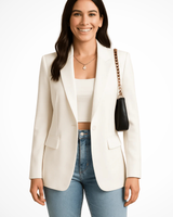 Maximiliane | Damen Business Blazer Tailliert Einknopf in Weiß