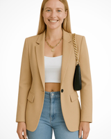 Maximiliane | Damen Business Blazer Tailliert Einknopf in Beige