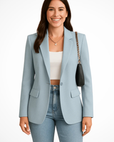 Maximiliane | Damen Business Blazer Tailliert Einknopf in Hellblau