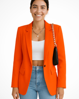 Maximiliane | Damen Business Blazer Tailliert Einknopf in Orange