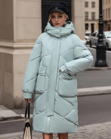 Aloisia - Lange, warme Fleecejacke in Minzgrün