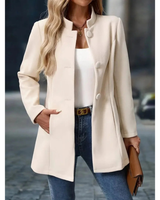 Mechthild | Damen Elegante Blazer Winterjacke mit Kragen in Creme