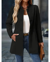 Mechthild | Damen Elegante Blazer Winterjacke mit Kragen in Schwarz