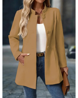 Mechthild | Damen Elegante Blazer Winterjacke mit Kragen in Camel