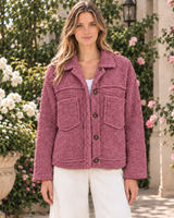 Meike | Damen Teddy Winterjacke mit Kragen, Knöpfen und Taschen in Rosa