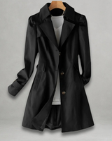Melanie | Damen Trenchcoat mit Kragen und Knöpfen in Schwarz