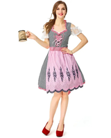 Melinda | Damen Rosa Oktoberfest Dirndl mit Rüschen in Rosa