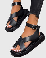 Melinda | Damen Verstellbare Riemchen Sandalen in Schwarz