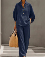 Melisande | Damen Entspannter Loungewear Set in Marineblau