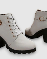 Mercan | Damen Stiefeletten mit Reißverschluss und Schnalle in Grau