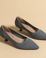 Solvei | Damen Kitten Heel Pumps Spitze Zehenpartie in Grau