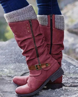 Meva | Damen Orthopädische Stiefel mit Reißverschluss und Details in Rot