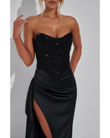 Mia | Damen Schwarze Elegante Maxikleid in Schwarz
