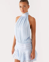Miana | Damen Minikleid Modern Elegant Kurzarm Casual in Blau
