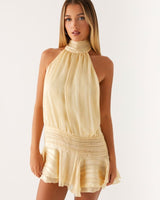 Miana | Damen Minikleid Modern Elegant Kurzarm Casual in Gelb