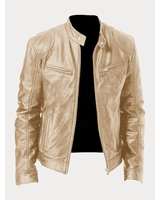 Michel | Herren Slim Fit Biker Jacke aus Kunstleder in Gold