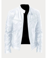 Michel | Herren Slim Fit Biker Jacke aus Kunstleder in Weiß