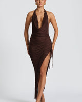 Midi Kleid Festlich Damen in Braun