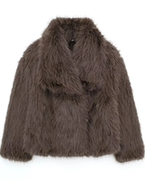 Mila | Damen Warme Winterjacke In Luxus Optik in Braun