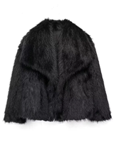 Mila | Damen Warme Winterjacke In Luxus Optik in Schwarz