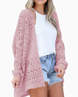 Milena | Damen Strickjacke im Boho Stil mit Muster in Rosa