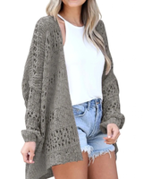 Milena | Damen Strickjacke im Boho Stil mit Muster in Grau