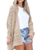 Milena | Damen Strickjacke im Boho Stil mit Muster in Khaki