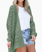 Milena | Damen Strickjacke im Boho Stil mit Muster in Grün