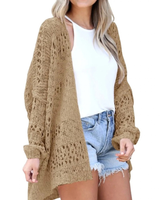Milena | Damen Strickjacke im Boho Stil mit Muster in Kamel